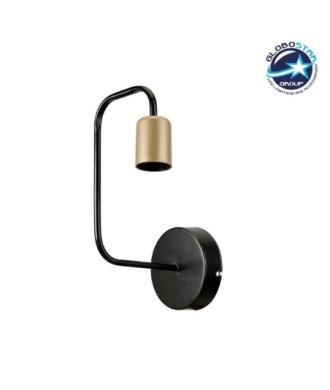 GLOBOSTAR® JUNO 203-0013 Μοντέρνο Φωτιστικό Τοίχου - Απλίκα με Ντουί 1 x E27 AC 220-240V IP20 - Μαύρο & Χρυσό - Μ18.5 x Π18.5 x Υ28cm